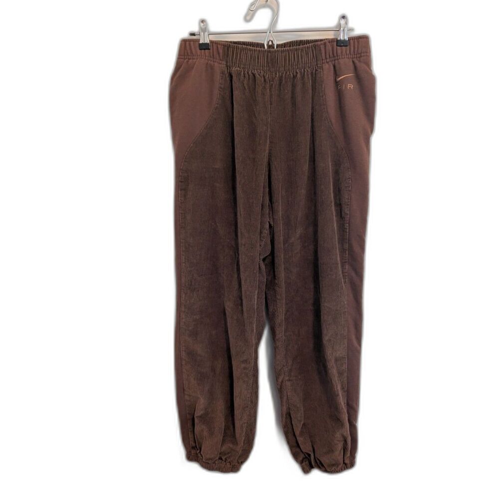 Nike Air High-Waisted Corduroy Fleece Jogger Pants -Brown Size L